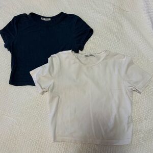 Zara white and navy tops